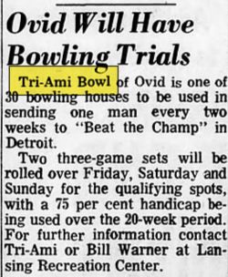 Nics Restaurant & Bowl (Tri-Ami Bowl) - Sep 10 1967 Article (newer photo)